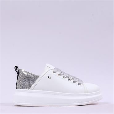Una Healy Physical Glitter Heel Trainer - White Silver